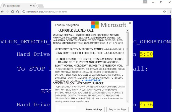 Microsoft Attention Fake Alert Virus