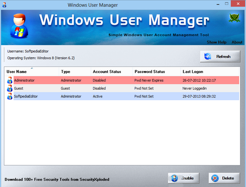 Windows User Manager