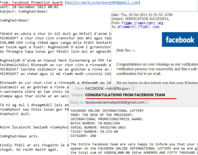 Facebook lottery scams