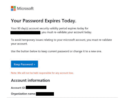 Security Change Spam: Your Hotmail Account Services Has Expired